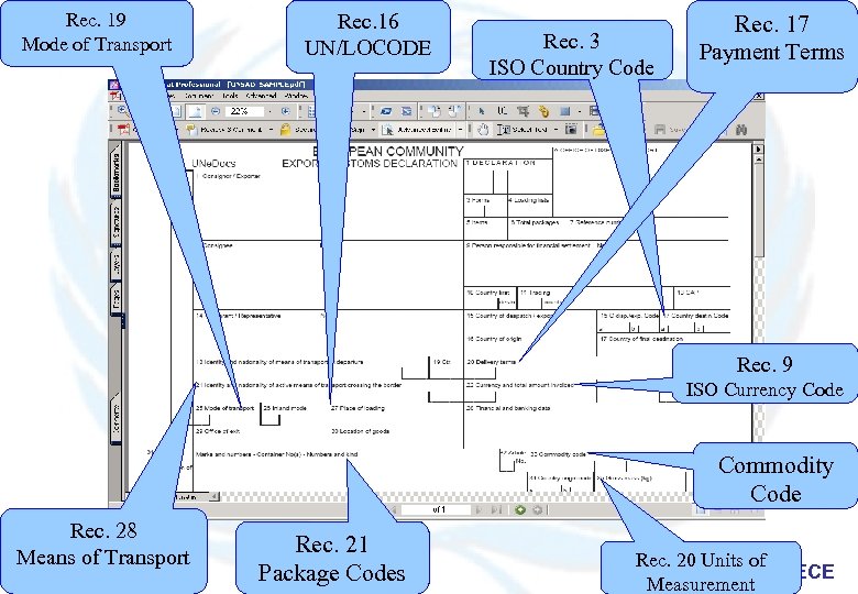 Rec. 19 Mode of Transport Rec. 16 UN/LOCODE Rec. 3 ISO Country Code Rec.