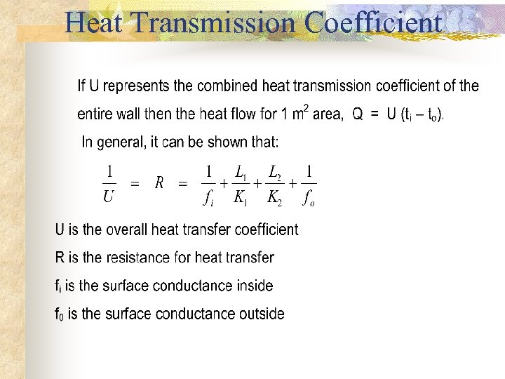 Heat Transmission Coefficient 