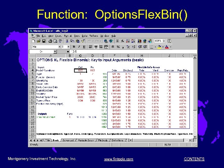 Function: Options. Flex. Bin() Montgomery Investment Technology, Inc. www. fintools. com CONTENTS 