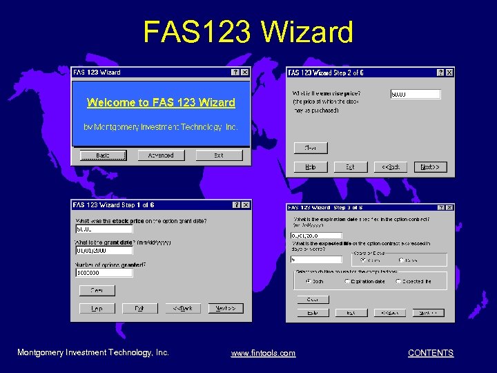 FAS 123 Wizard Montgomery Investment Technology, Inc. www. fintools. com CONTENTS 