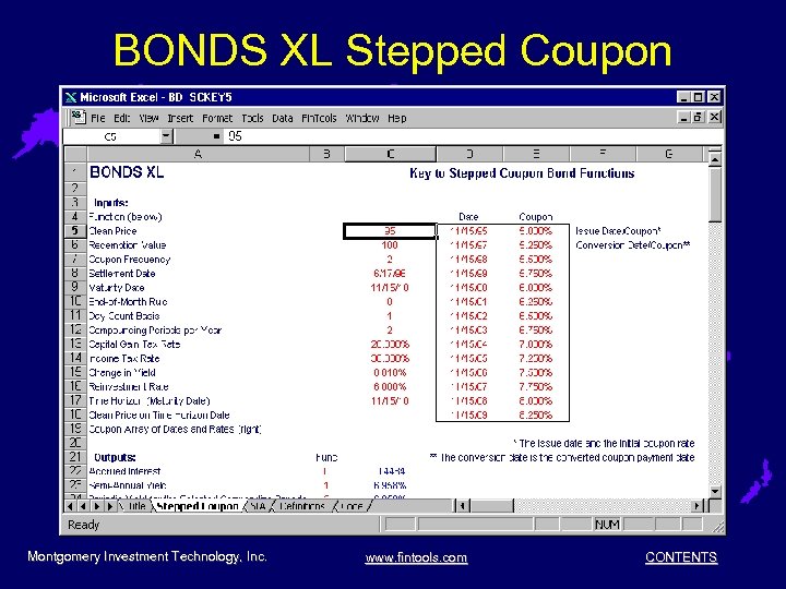 BONDS XL Stepped Coupon Montgomery Investment Technology, Inc. www. fintools. com CONTENTS 
