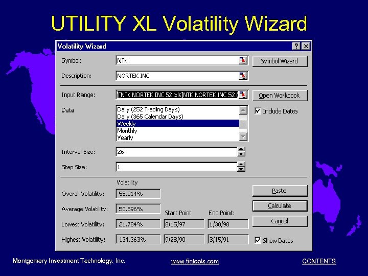 UTILITY XL Volatility Wizard Montgomery Investment Technology, Inc. www. fintools. com CONTENTS 