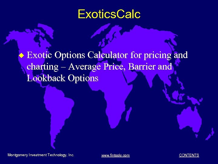 Exotics. Calc u Exotic Options Calculator for pricing and charting – Average Price, Barrier