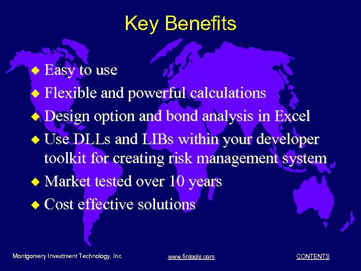 Key Benefits u Easy to use u Flexible and powerful calculations u Design option