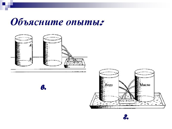 Объясните опыты: в. г. 