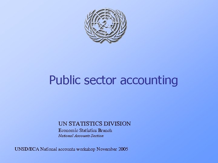 Public sector accounting UN STATISTICS DIVISION Economic Statistics Branch National Accounts Section UNSD/ECA National