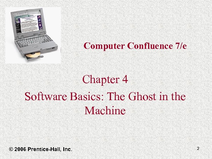 Computer Confluence 7/e Chapter 4 Software Basics: The Ghost in the Machine © 2006