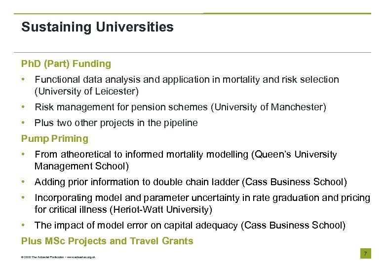 Sustaining Universities Ph. D (Part) Funding • Functional data analysis and application in mortality