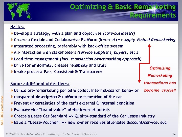 Optimizing & Basic Remarketing Requirements Basics: Ø Develop a strategy, with a plan and
