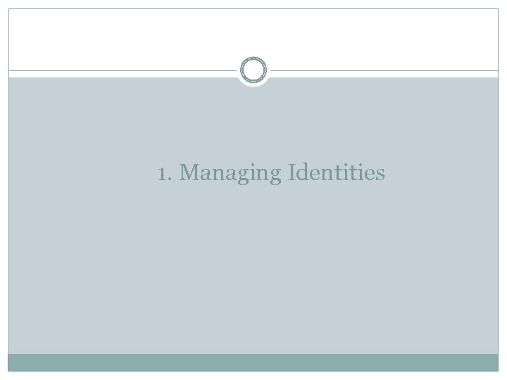 1. Managing Identities 