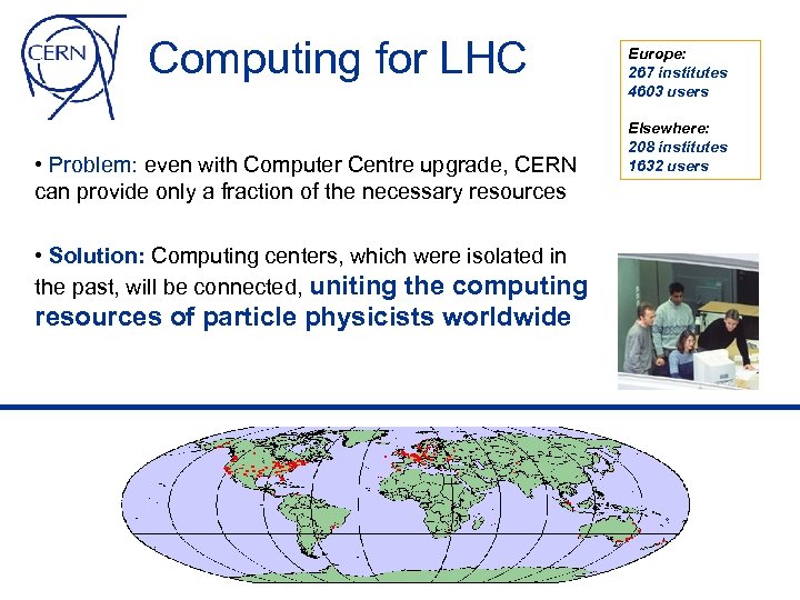 Computing for LHC • Problem: even with Computer Centre upgrade, CERN can provide only