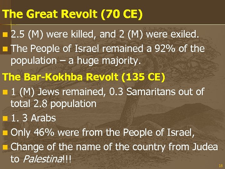 The Great Revolt (70 CE) n 2. 5 (M) were killed, and 2 (M)