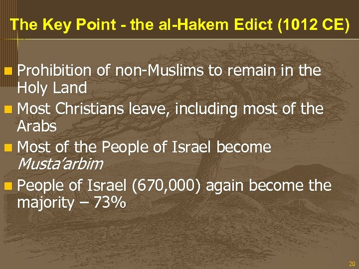 The Key Point - the al-Hakem Edict (1012 CE) n Prohibition of non-Muslims to