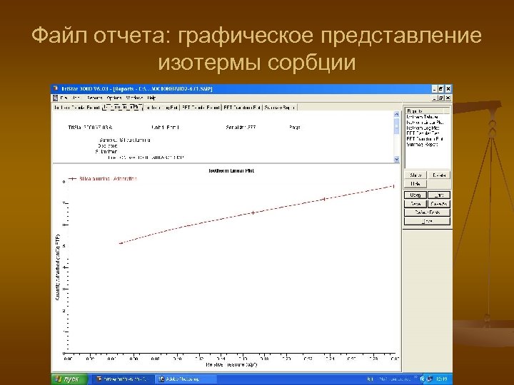 Файл отчета: графическое представление изотермы сорбции 