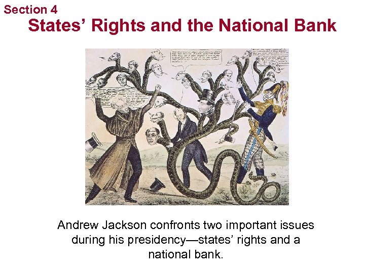 Section 4 States’ Rights and the National Bank Andrew Jackson confronts two important issues