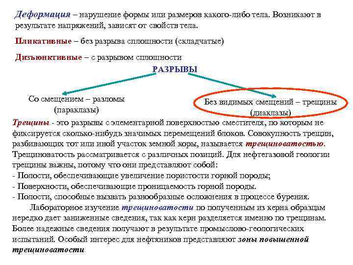 Деформация – нарушение формы или размеров какого-либо тела. Возникают в результате напряжений, зависят от