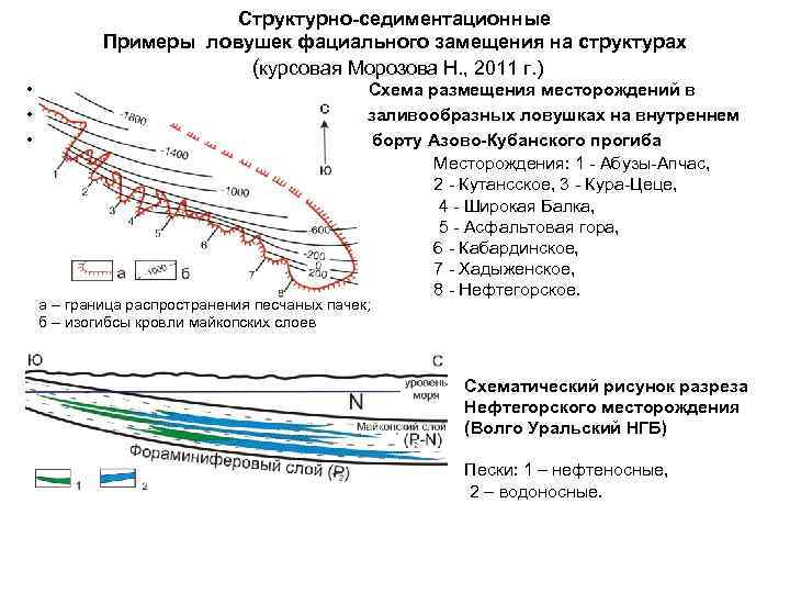  • • • Структурно-седиментационные Примеры ловушек фациального замещения на структурах (курсовая Морозова Н.