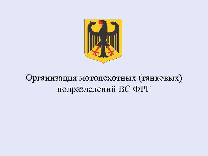 Организация мотопехотных (танковых) подразделений ВС ФРГ 