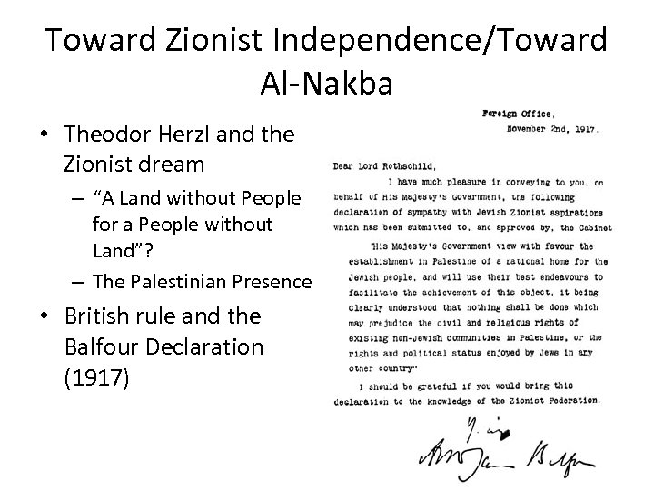 Toward Zionist Independence/Toward Al-Nakba • Theodor Herzl and the Zionist dream – “A Land