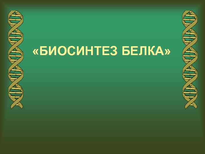  «БИОСИНТЕЗ БЕЛКА» 