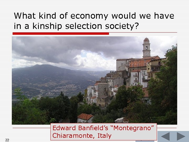 What kind of economy would we have in a kinship selection society? 22 Edward