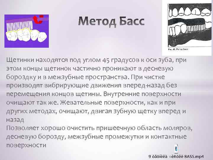  Щетинки находятся под углом 45 градусов к оси зуба, при этом концы щетинок