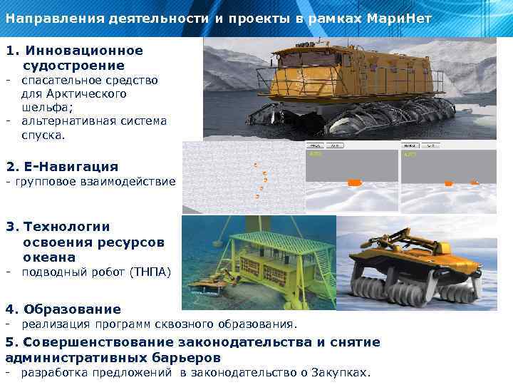 Направления деятельности и проекты в рамках Мари. Нет 1. Инновационное судостроение - спасательное средство