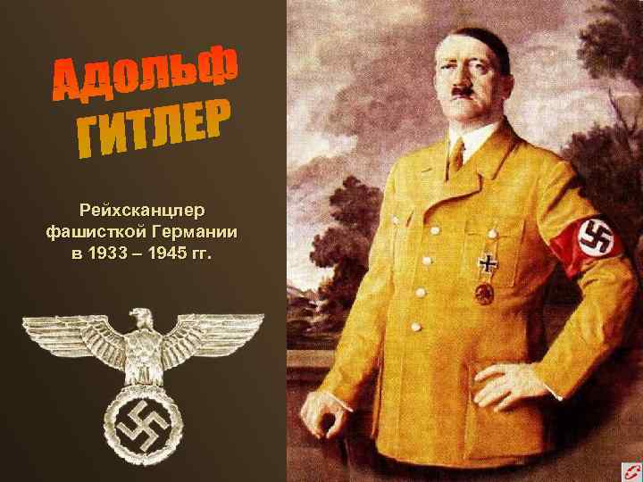 Рейхсканцлер фашисткой Германии в 1933 – 1945 гг. 
