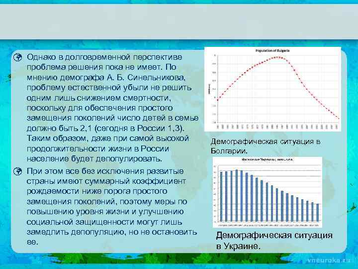 ü Однако в долговременной перспективе проблема решения пока не имеет. По мнению демографа А.