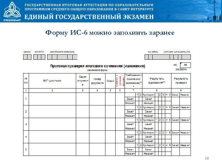 Форму ИС-6 можно заполнить заранее 28 