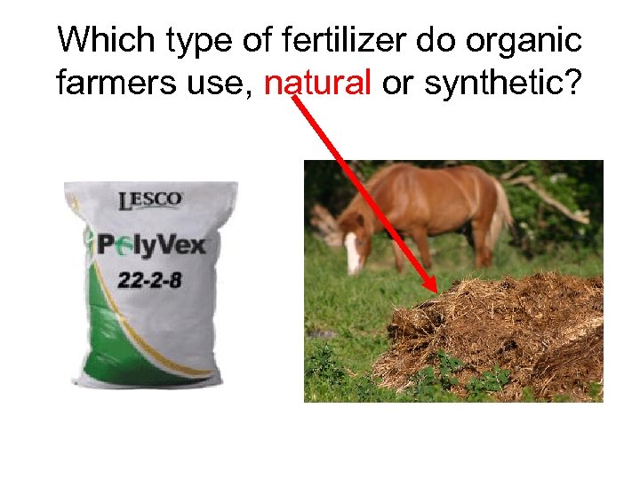 Which type of fertilizer do organic farmers use, natural or synthetic? 