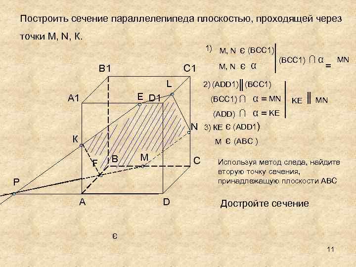 На каком рисунке изображено сечение куба плоскостью prt