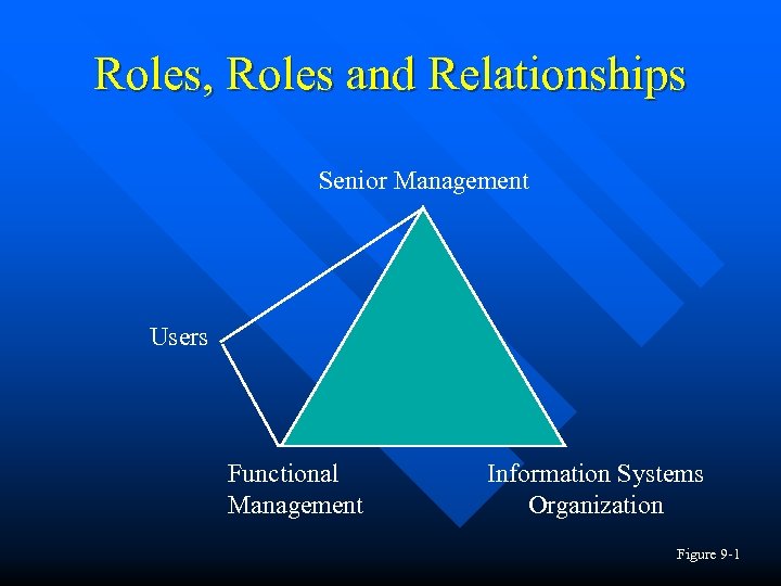 Roles, Roles and Relationships Senior Management Users Functional Management Information Systems Organization Figure 9
