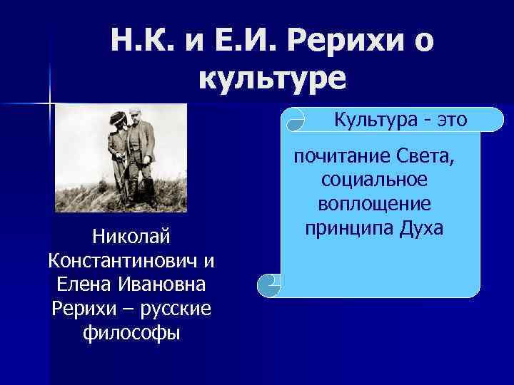 Н. К. и Е. И. Рерихи о культуре Культура - это Николай Константинович и