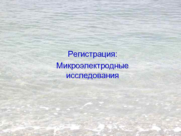 Регистрация: Микроэлектродные исследования 