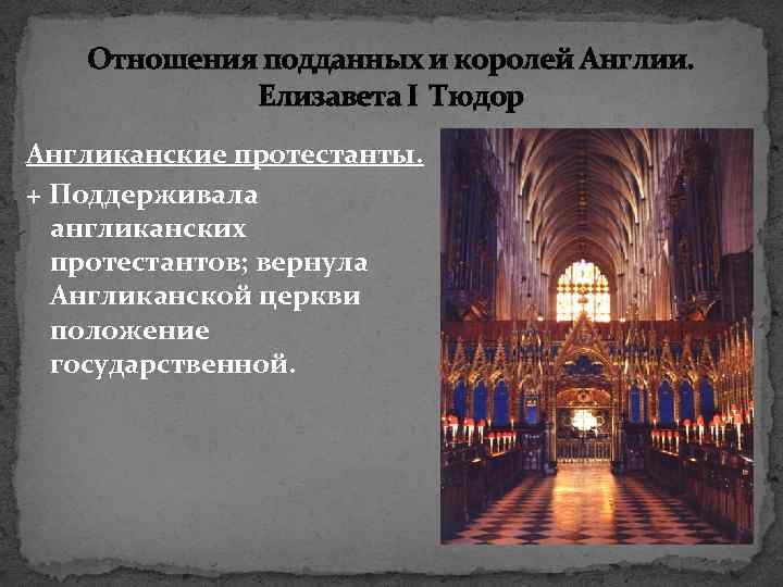 В виде рисунка покажите устройство англиканской церкви