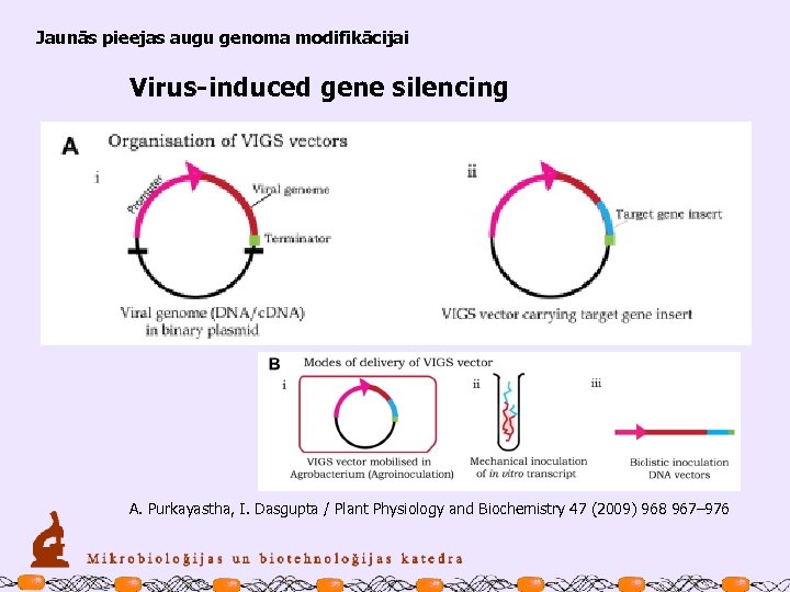 Jaunās pieejas augu genoma modifikācijai Virus-induced gene silencing A. Purkayastha, I. Dasgupta / Plant