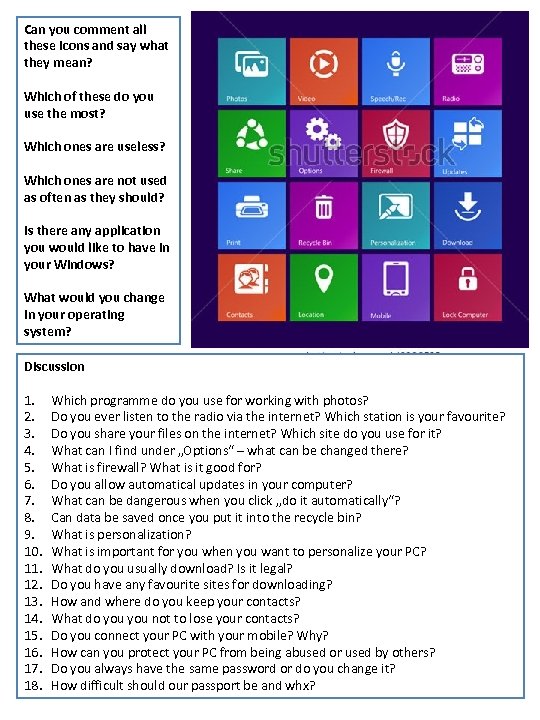 Can you comment all these icons and say what they mean? Which of these