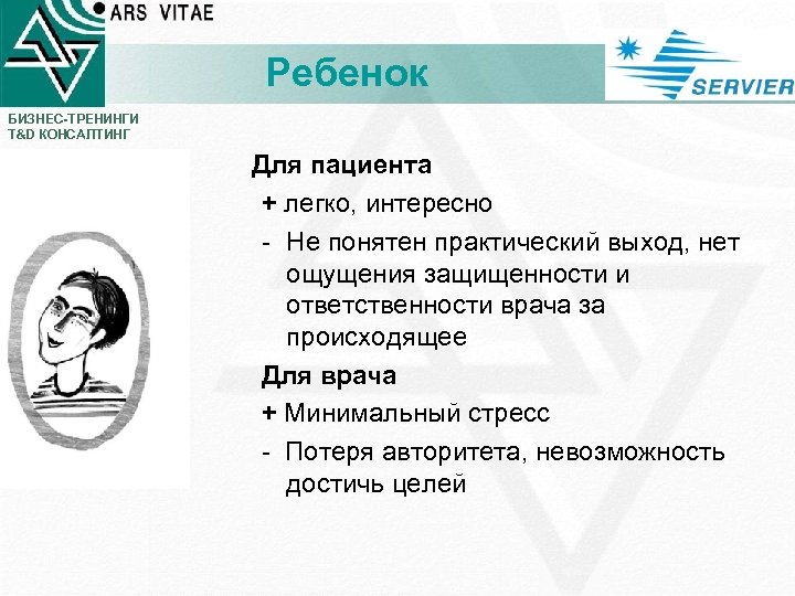 Ребенок БИЗНЕС-ТРЕНИНГИ T&D КОНСАЛТИНГ Для пациента + легко, интересно - Не понятен практический выход,