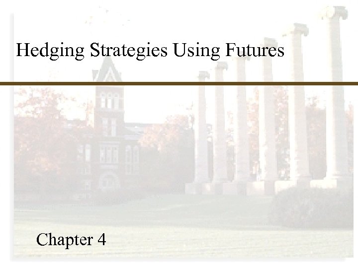 Hedging Strategies Using Futures Chapter 4 