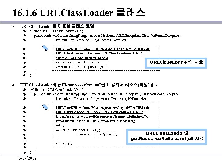 16. 1. 6 URLClass. Loader 클래스 ▣ URLClass. Loader를 이용한 클래스 로딩 ◈ ◈