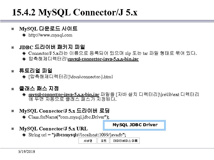 15. 4. 2 My. SQL Connector/J 5. x ▣ My. SQL 다운로드 사이트 ◈