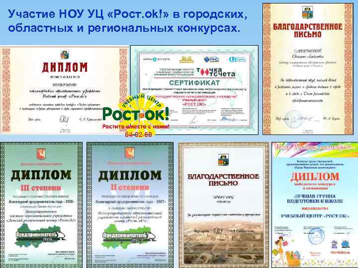 Участие НОУ УЦ «Рост. ok!» в городских, областных и региональных конкурсах. 