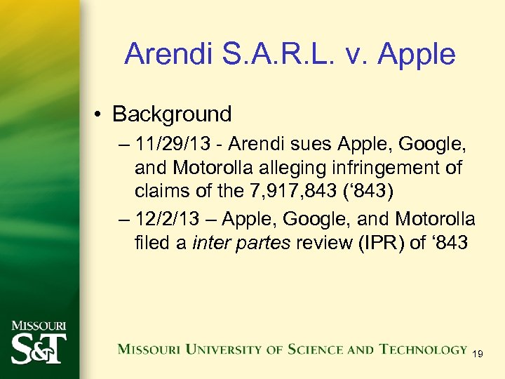 Arendi S. A. R. L. v. Apple • Background – 11/29/13 - Arendi sues