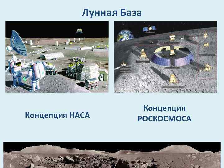 Лунная База Концепция НАСА Концепция РОСКОСМОСА 