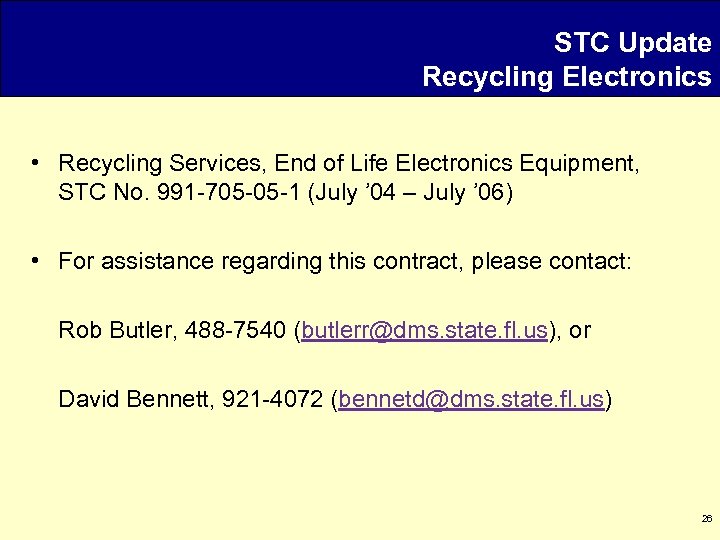 STC Update Recycling Electronics • Recycling Services, End of Life Electronics Equipment, STC No.