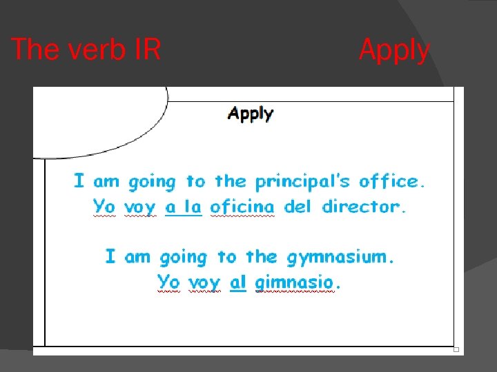 The verb IR Apply 