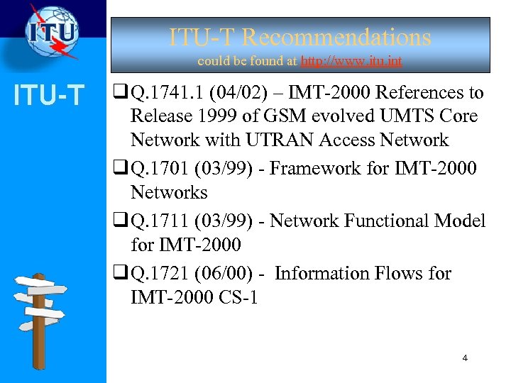 ITU-T Recommendations could be found at http: //www. itu. int ITU-T q Q. 1741.