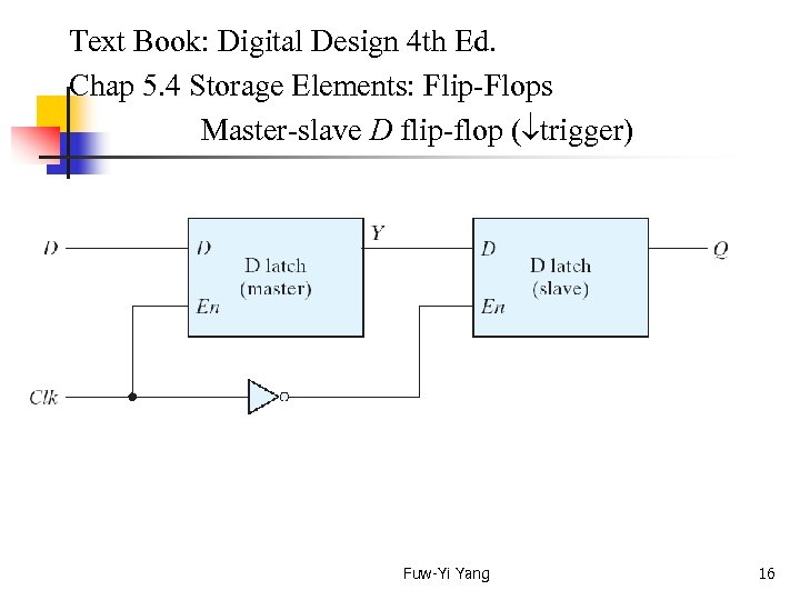  Text Book: Digital Design 4 th Ed. Chap 5. 4 Storage Elements: Flip-Flops