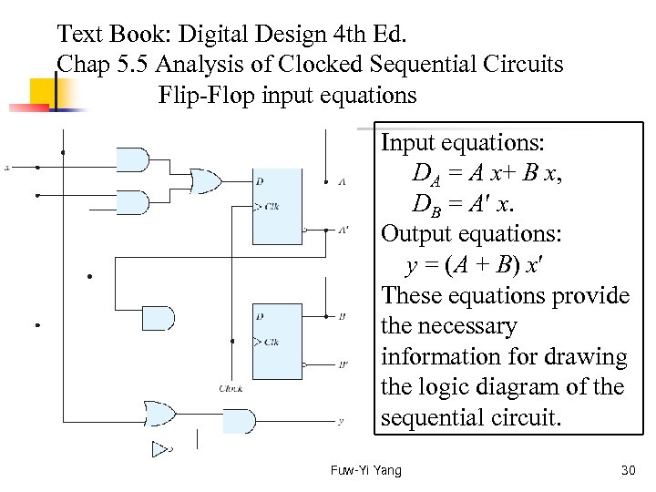  Text Book: Digital Design 4 th Ed. Chap 5. 5 Analysis of Clocked